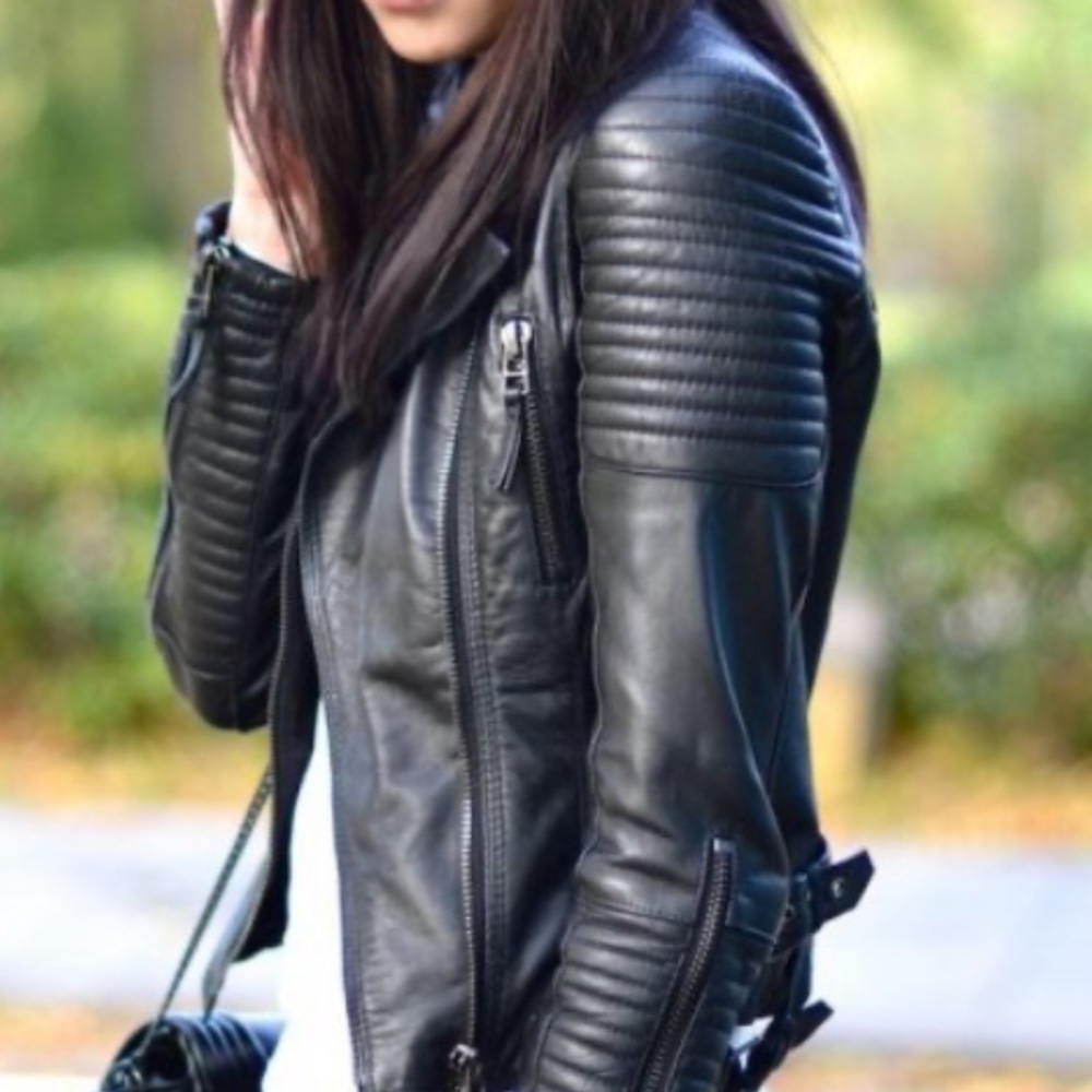 Zara leather biker jacket size S